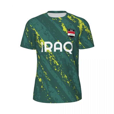IRAK-Flagge 3D-bedrucktes T-Shirt Herren Sommer Kurzarm-Mesh-T-Shirt für Fußball-Laufrad-Tennis-Fitness-Fans