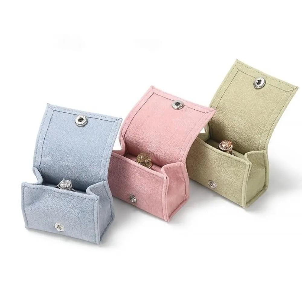 Velvet Jewelry Box Button Closure Travel Ring Box Jewelry Storage  for Wife Mom Daughter and Friend
