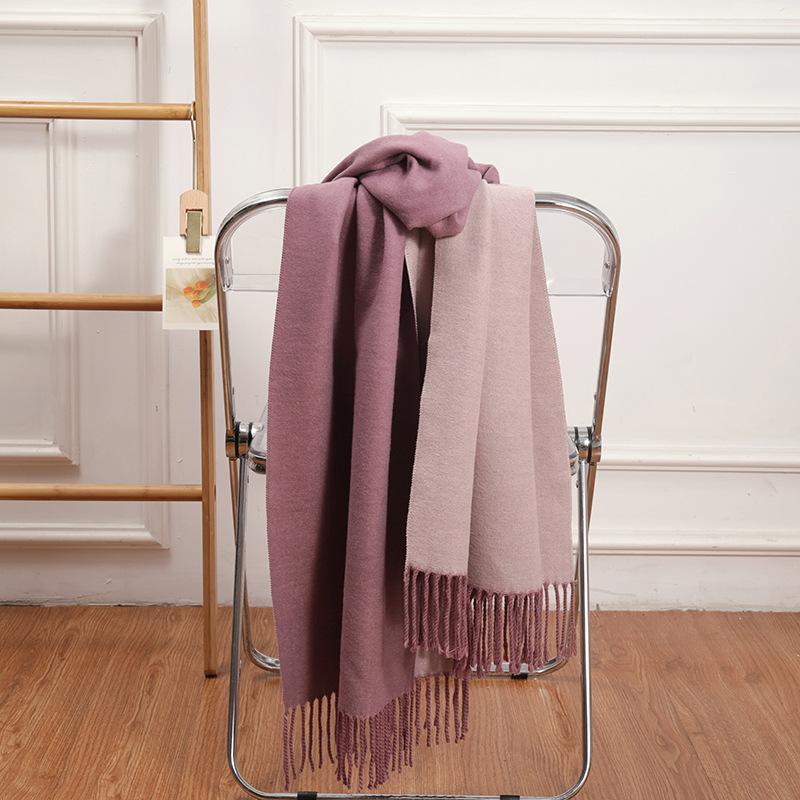 200*70cm Kunstig Kasjmirskjerf for Kvinner Ullskjerf Dobbeltsidig Stil Dusker Vinter Tykt Oversized Skjerf Sjal