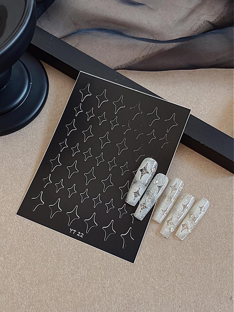 Nail Art Accessories: Adhesive Stickers, Star & Butterfly Designs, Glue Pads, Spray Paint, Small Decor Elements