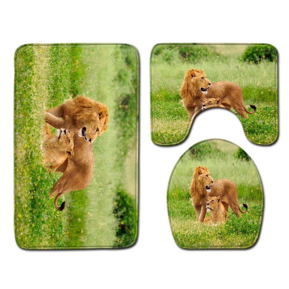 Animal Toilet Floor Mat Three-Piece Bathroom 3-Piece Carpet Doormat