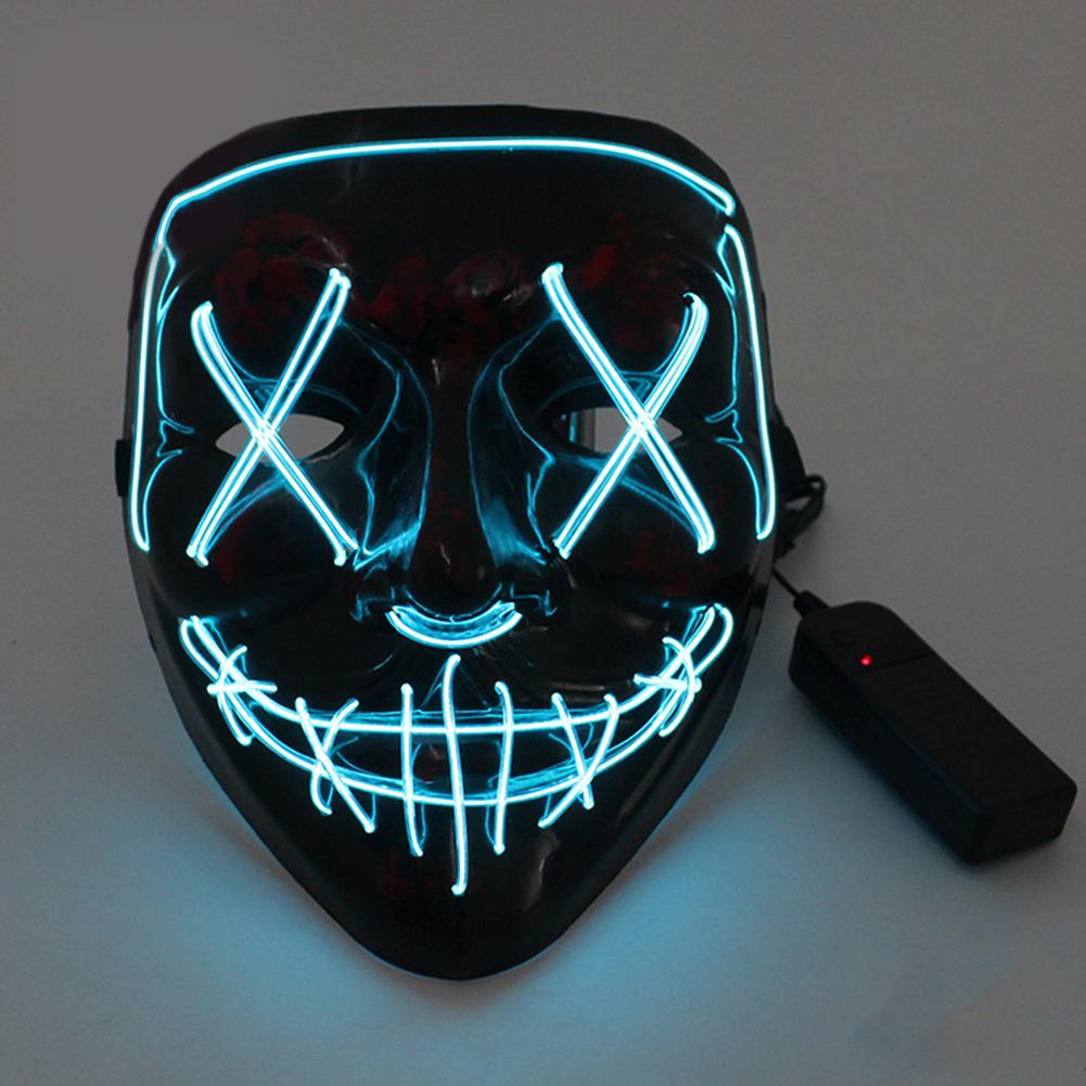 Wireless Halloween Neon LED Purge Mask Masque Masquerade Party Masks Light Grow In The Dark Horror Mask Glowing Masker