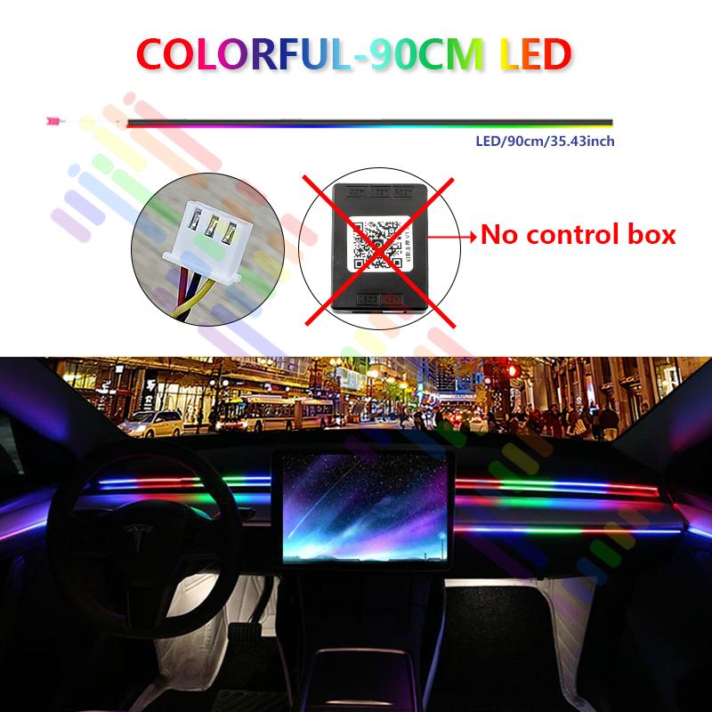 18 in 1 Car Ambient Light 64 Color Acrylic Strips 110cm 90cm 75cm 35cm 20cm Full Colors RGB Car Interior Bluetooth App Control