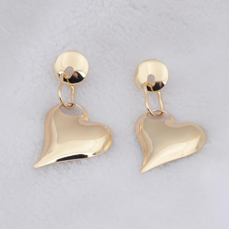 Exaggerate Irregular Big Heart Geometry Metal Golden Long Pendant Earring for Women New Trend Brincos Wedding Jewelry