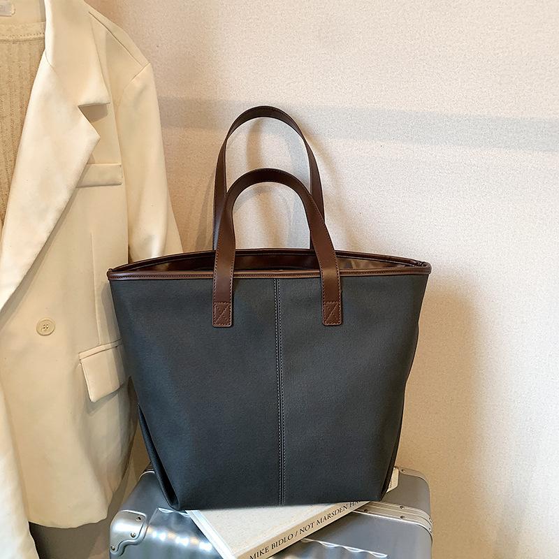 Casual Canvas Bag Large Capacity Women's Underarm Bag 2025 New Simple Tote Bag Versatile Shoulder Bag One Piece Dropship