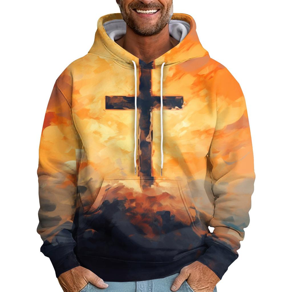 Sweat-shirt à capuche imprimé ample pour hommes, sweat-shirt de sport décontracté à la mode