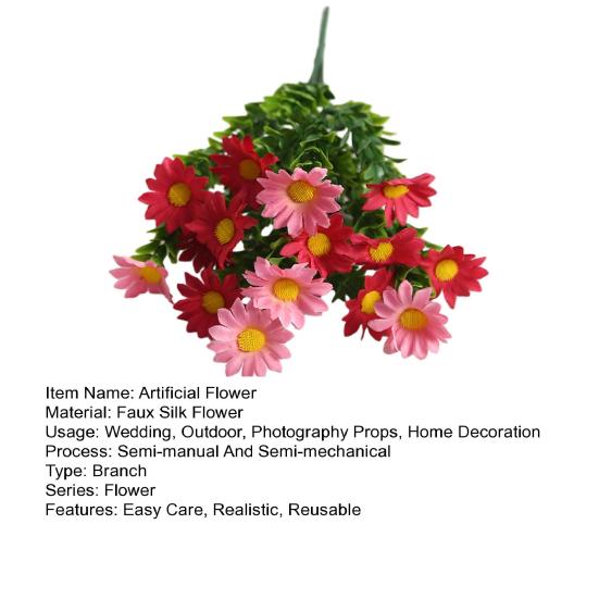 Künstliche Blume mit grünen Blättern Realistisch UV-beständig Künstlicher Seidenblumenstrauß Innen Außen Garten Terrasse Balkon Heimdekoration