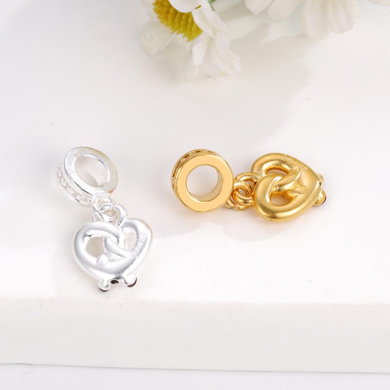 S925 Sterling Silver Painted Luck Bead DIY Jewelry Accessories with Water Knot Design and Handmade Braided Rope