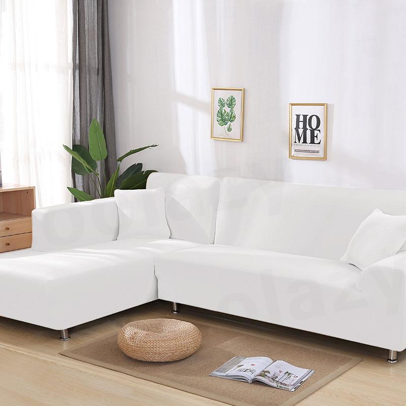 Grey Plain Color Elastic Stretch Sofa Cover Need Order 2Piece Sofa Cover If L-style Fundas Sofas Con Chaise Longue Case for Sofa