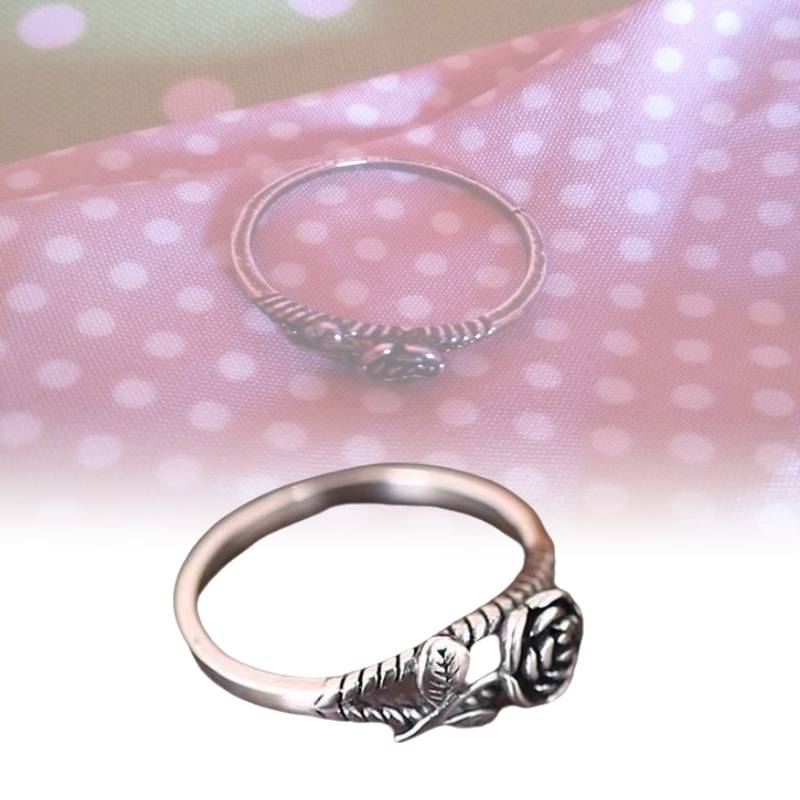 Rose Flower Rings For Women Silver Color Jewelry Alloy Material Vintage Retro