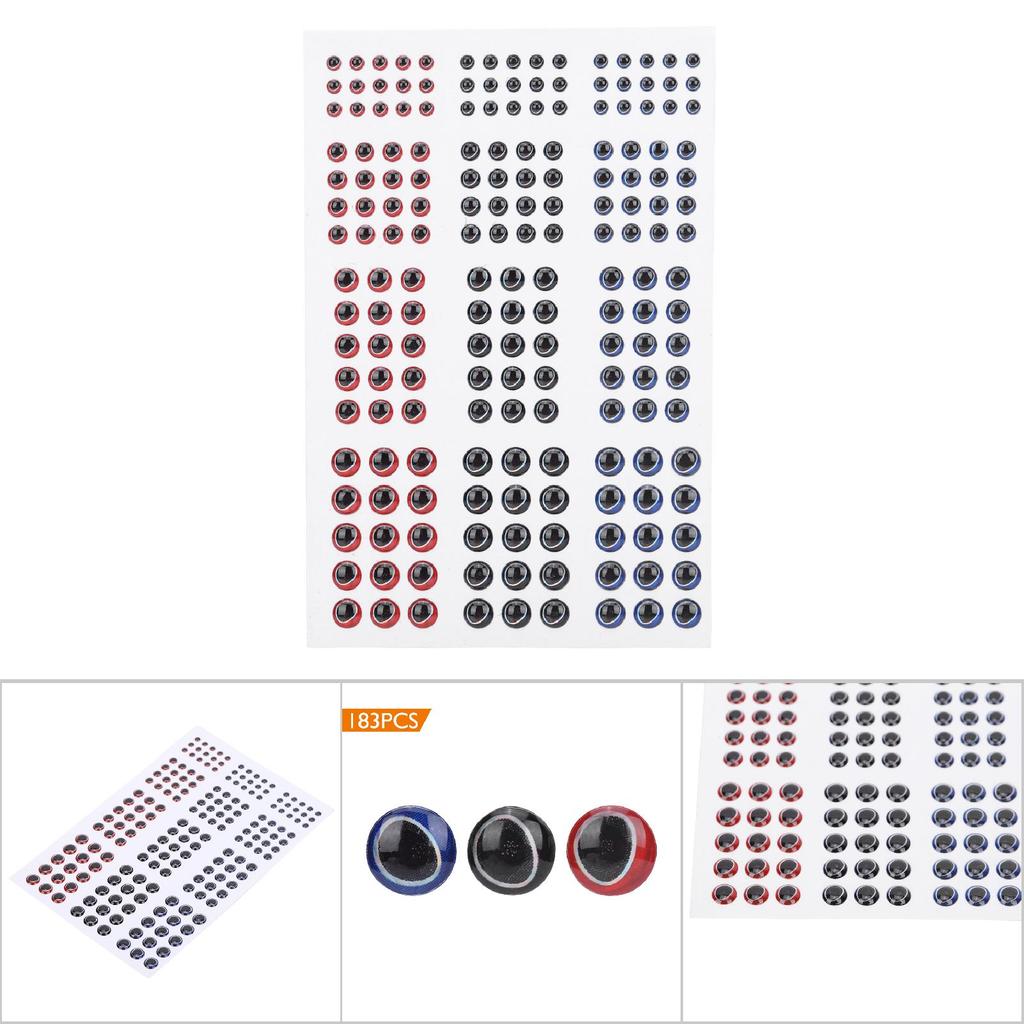 Fishing Lure Artificial Fish Eyes Fishing Hook Crafts 3D Animal Fish Eyes 183pcs Size 1