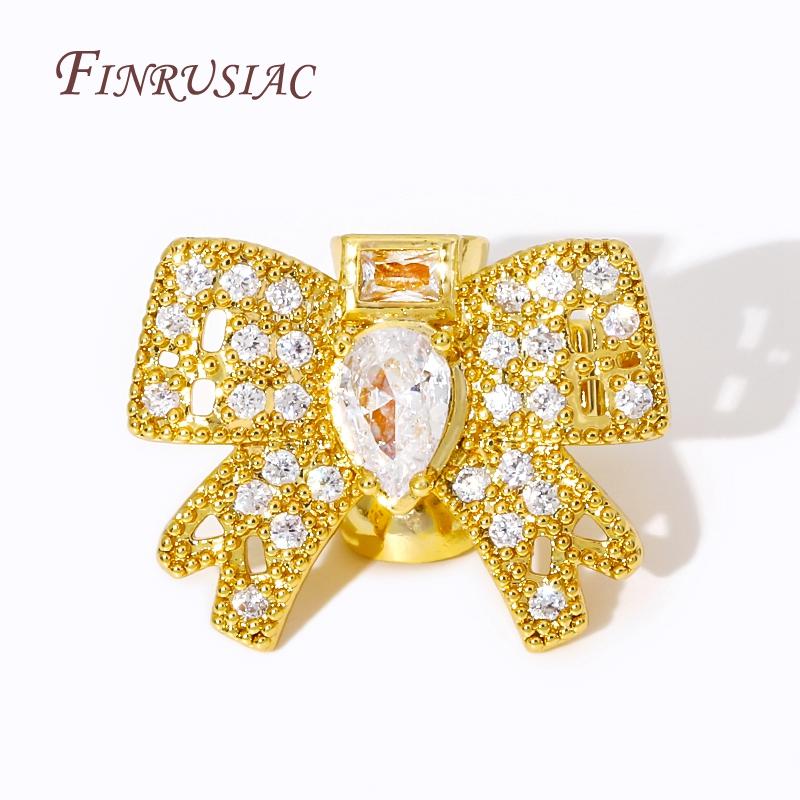 18K Gold Plated Cubic Zirconia Butterfly Connector Fastener Lock Clasps For Handmade DIY Beadwork Gems Pearls Making Material