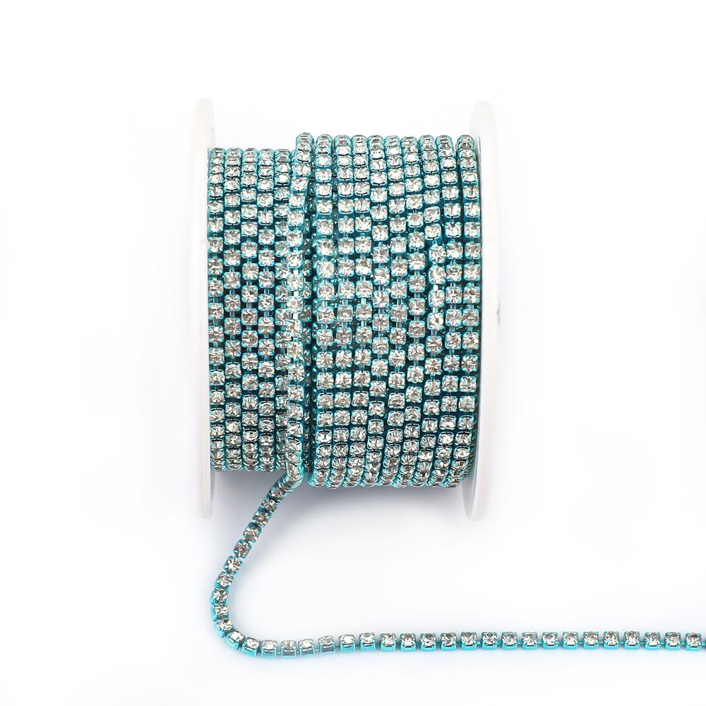 

Цепочка-коготь Вэй Чэнь, гальванизированная стеклянная цепочка со стразами и бриллиантами, однорядная металлическая плотная цепочка-коготь, электрофорез, аксессуары для одежды, партия electrophoresis SS6 2mm (10 yards/roll)