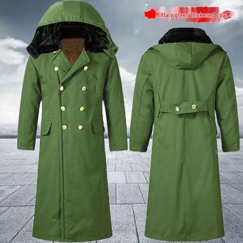 

Водонепроникне армійське бавовняне пальто знімною підкладкою, надтовстим арктичним флісом, зимова куртка до коліна Small (95-135 lbs)