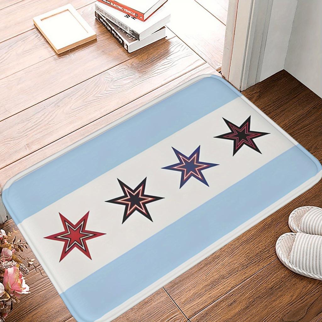 1PC Patriotic Star-Strippe Kitchen Rug Non-Slip Door Mat Pop Design Bathroom Rug Bath Mat Carpet for Home Sink Laundry Ecoreeree
