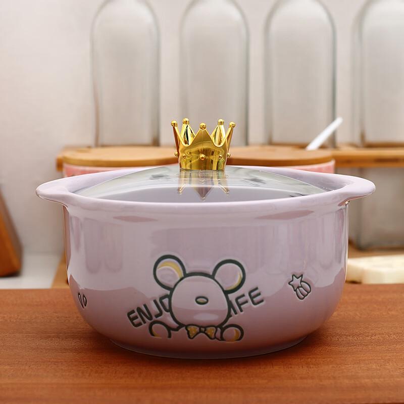 Dorian Ceramic Bear Instant Noodle Bowl with Lid