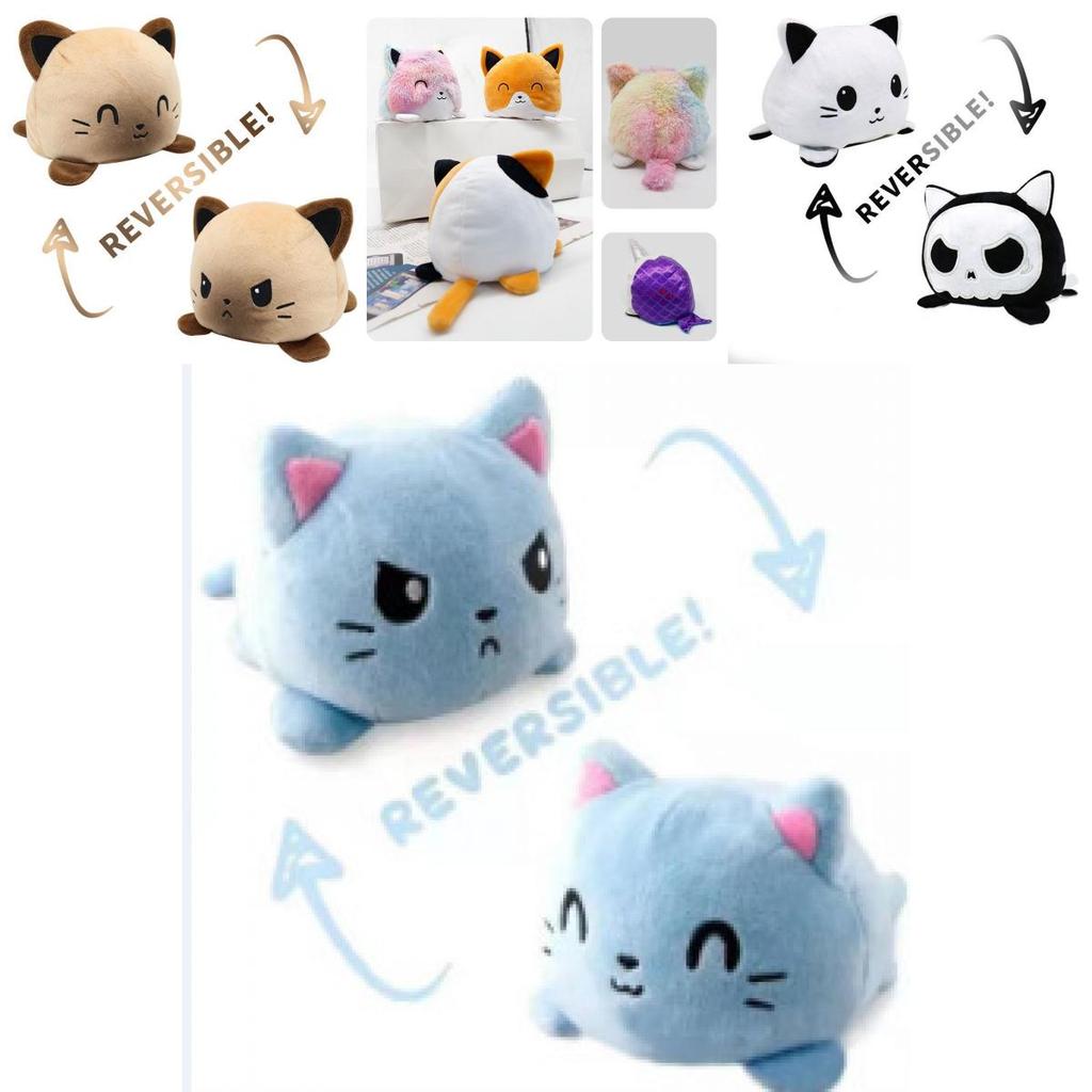 Reversible Flip Cat Plush Stuffed Toy Soft And Cute Animal Doll For Children Gifts