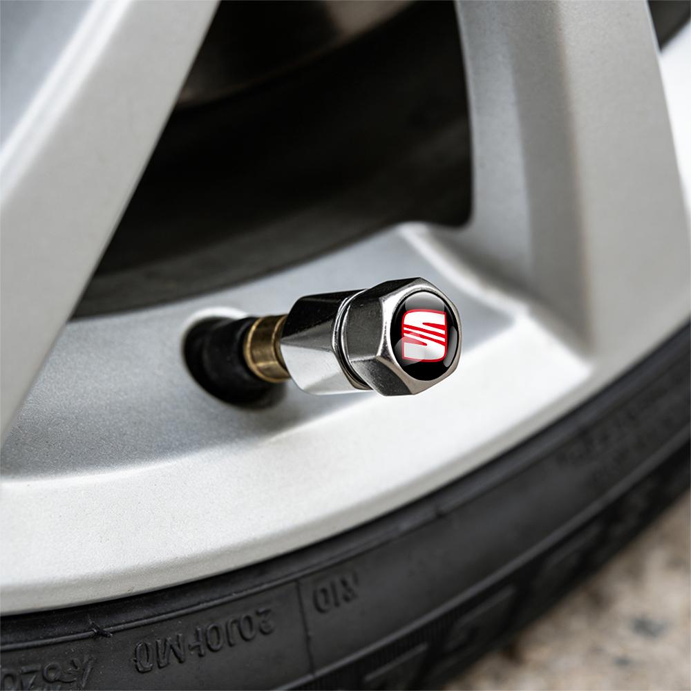 Wzbn2 4Pcs Car Decoration Wheel Tire Valve Caps Cover Badge For SEAT Ibiza Cupra FR Racing Arona Ateca Altea Arosa E-Racer Formentor