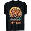 European Sizes Men'S Christian Religious T-Shirt | Blessed by Yahuah, Loved by Yahusha, - Black with Golden Lion Head Design - Heavyweight Tee