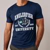 Fashion Summer Man Tshirt Anglerfish University Est 2025 Fish Emblem Short Sleeve Relaxed Fit Round Neck Tshirt Teeshirt Male