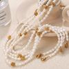 Baroque Freshwater Pearl Necklace Stainless Steel Plated 18K Gold Elegant Bracelet Set