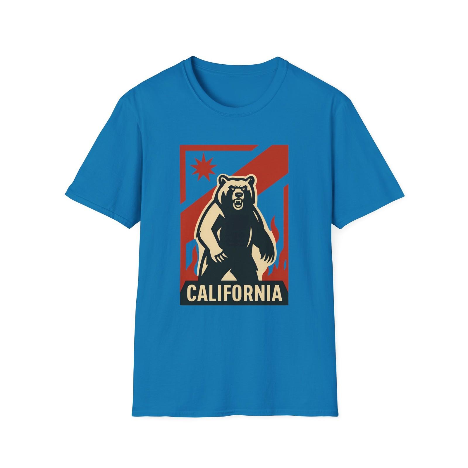 Unisex Softstyle T-Shirt Mens Womens Tees Top Wild Bear Red Star Punk Style California Streetwear 4XL