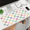 Pastel Checkered Mouse Pad Large Computer Office Game Table Mat Rubber AntiSlip Stitched Edge Keyboard Mat 90x40 Xxl Desk Pads