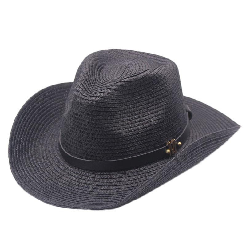 Cowboy Straw Hat With Wide Brim For Summer Outdoor Sunshade And Casual Wear