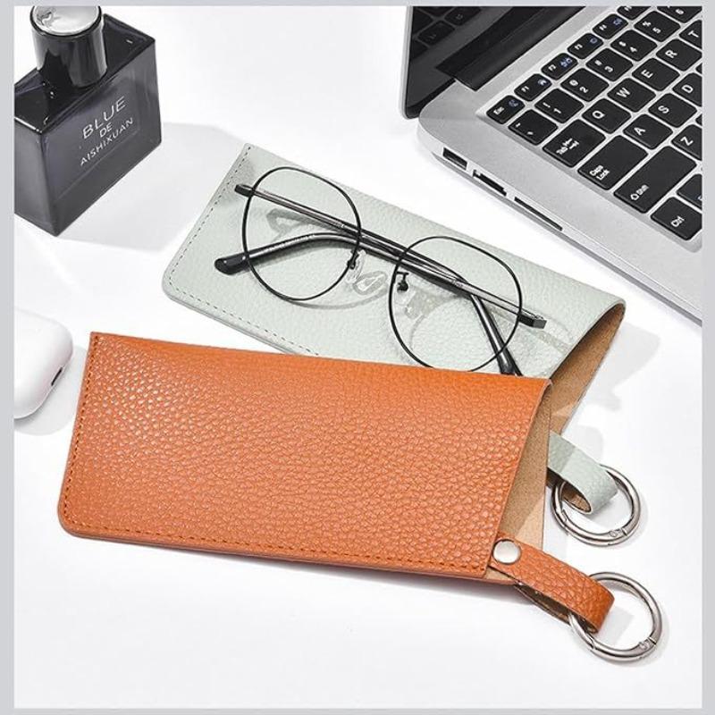 Portable PU Leather Eyeglass Case, Hanging Eyeglass Storage Bag, Sunglasses, Eyeglass Bag, Convenient Keychain