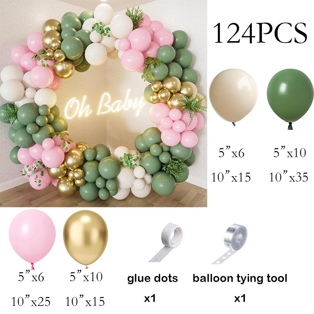 

Sage Green Balloons Garlans White Sand Pastel Pink Gold Balloon Arch Kit Baby Shower Gender Reveal Kid Birthday Party Decoration AS Picture