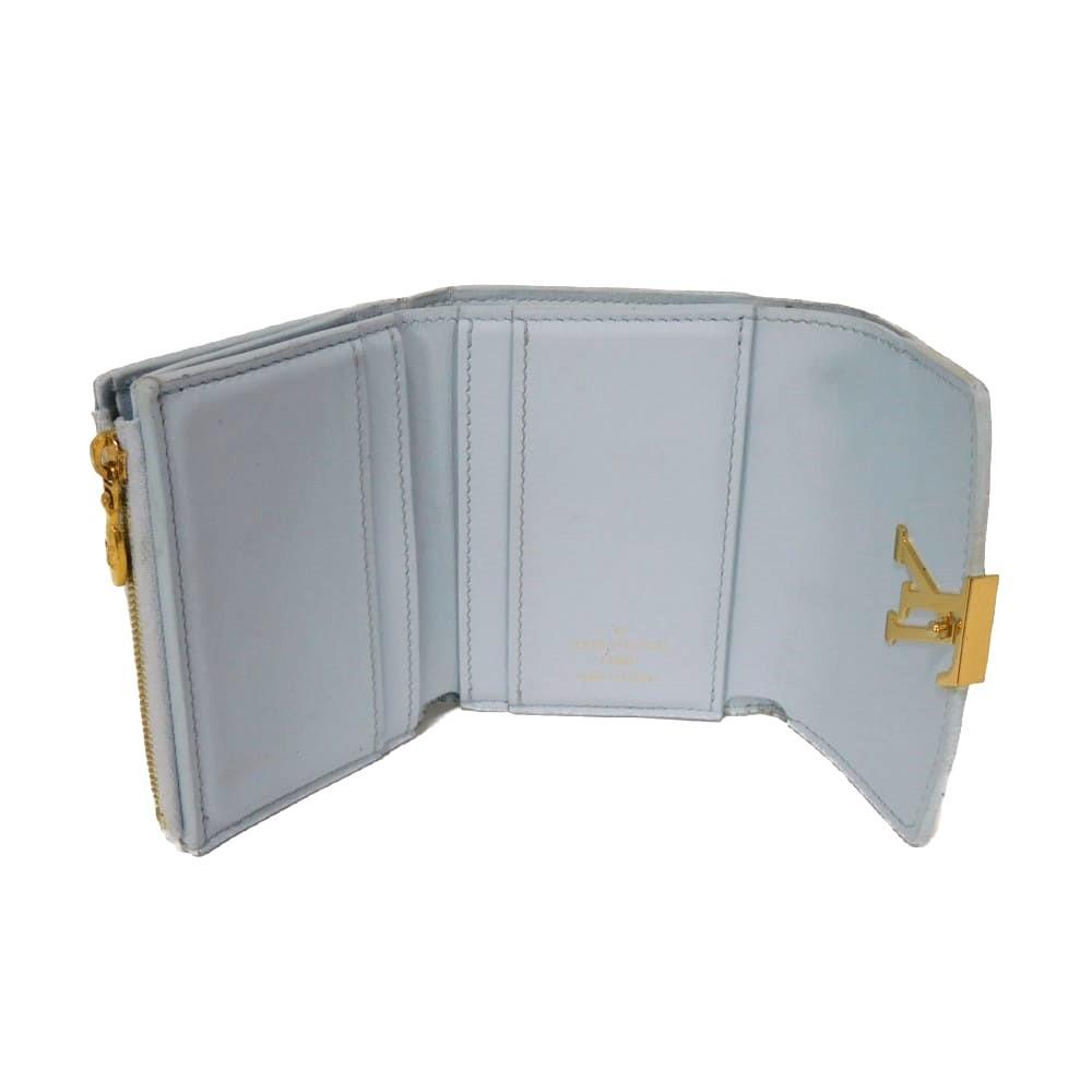 Used 12564 Portefeiulle Capucines XS M69061 7942 LV Logo Pastel Light Blue Japan Exclusive Taurillon Clemence Blue