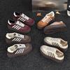 Platform-soled German training shoes women's autumn and winter new leather lace-up polished old retro sports and leisure shoes board shoes