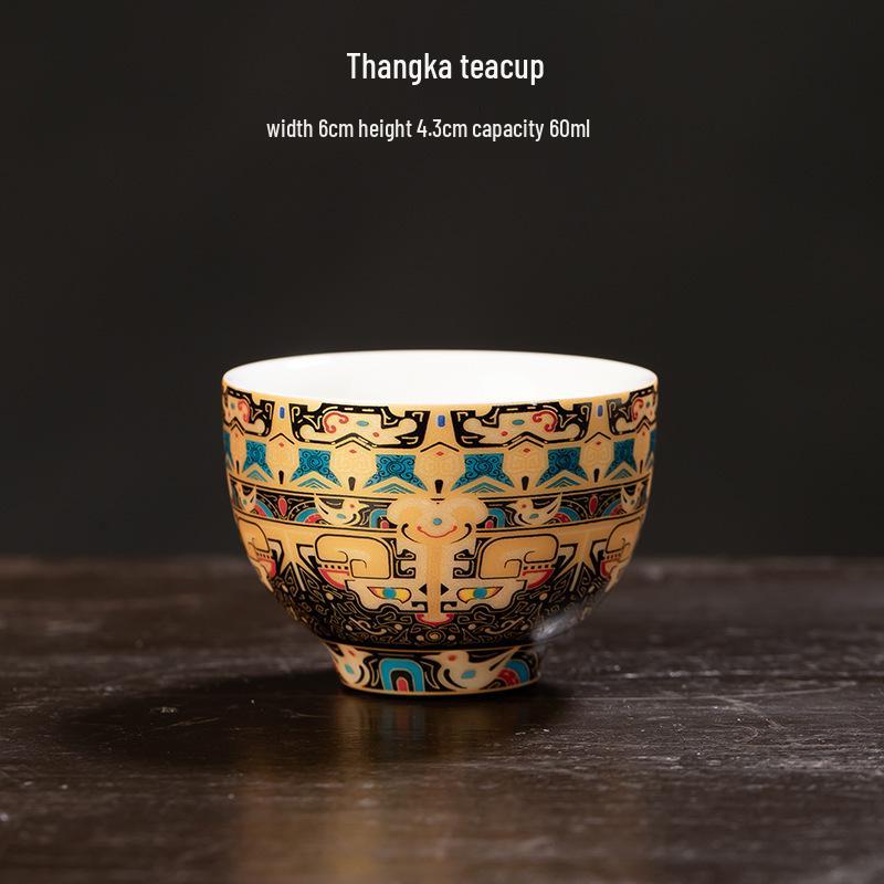 Rotating Sancai Gaiwan: Enamel Color Mutton Fat Jade Porcelain Tea Bowl with Lid for Kung Fu Tea Brewing.