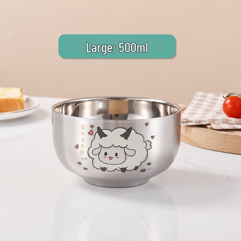 Children's Cartoon Zodiac Insulated Stainless Steel Bowl - Food Grade, Double Layer, Anti-Fall Design