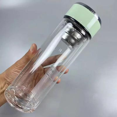 כוס מים מזכוכית שכבה כפולה יוקרתית משרדית כוס מים בקבוק גברים ונשים תה כוס עסקית כוסות כוס תחתית מעובה בקבוק