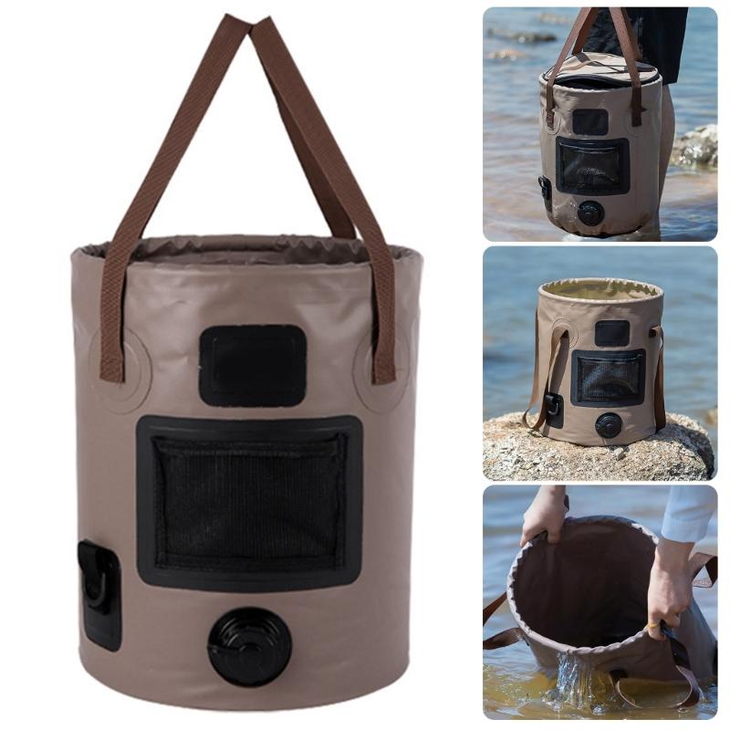 Tragbarer faltbarer Fischereieimer 25L Fassungsvermögen Handeimer Outdoor-Reise Wasseraufbewahrungsbeutel für Outdoor-Aktivitäten