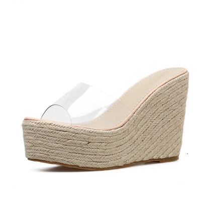 2024 New Summer PVC Jelly Sandals Slippers Shoes Casual Sexy Wedges 11.5CM Women's Sandals Comfortable Slippers Large Size 34-40