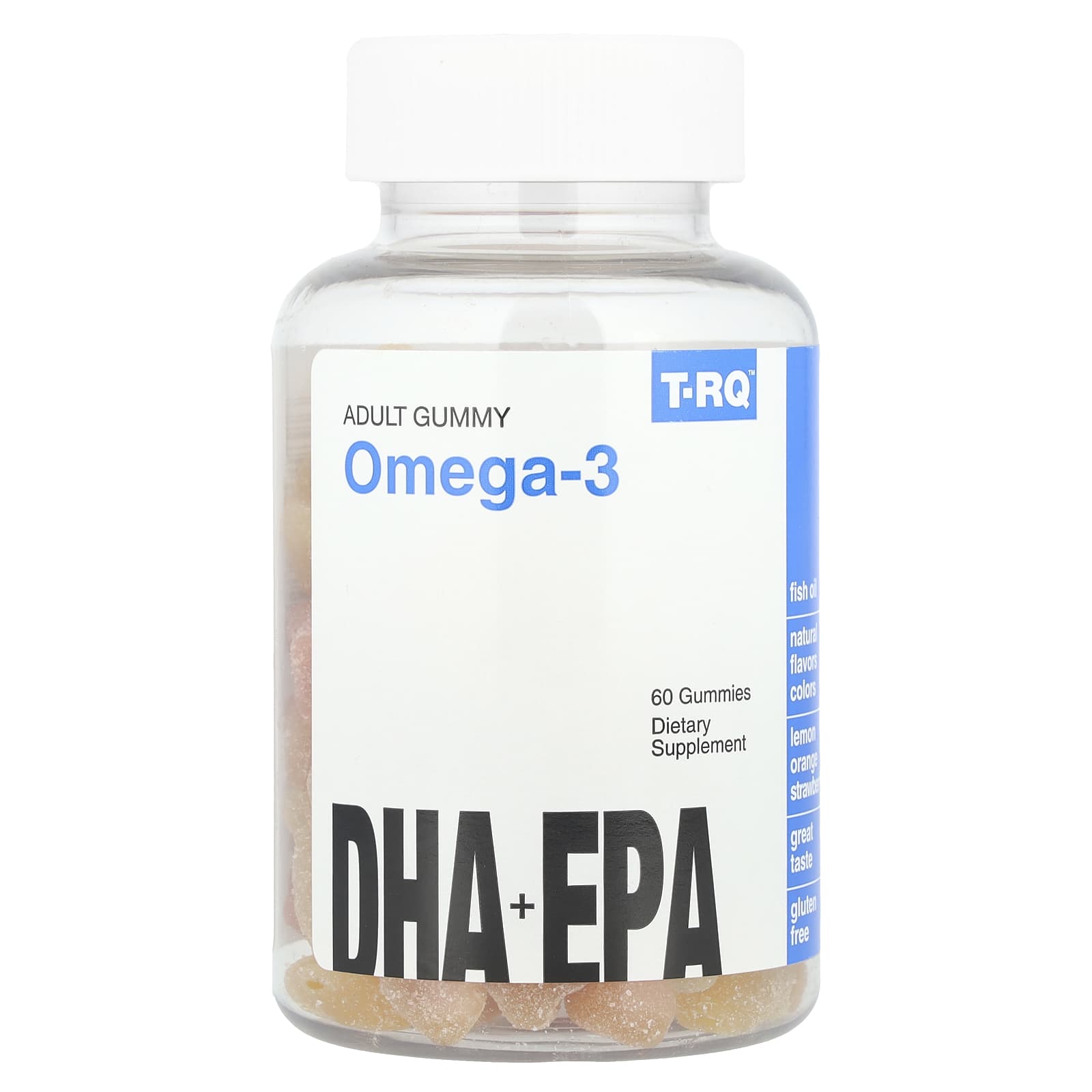 

T-Rq, Adult Gummy Omega 3, Dha + Epa, Lemon, Orange, Strawberry, 60 Gummies
