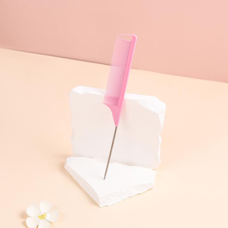 Cross-Border Top Colored Steel Pin Tail Comb for Hair Sectioning and Styling