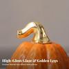 Ceramic Pumpkin Figurine Ribbed Thanksgiving for Desk