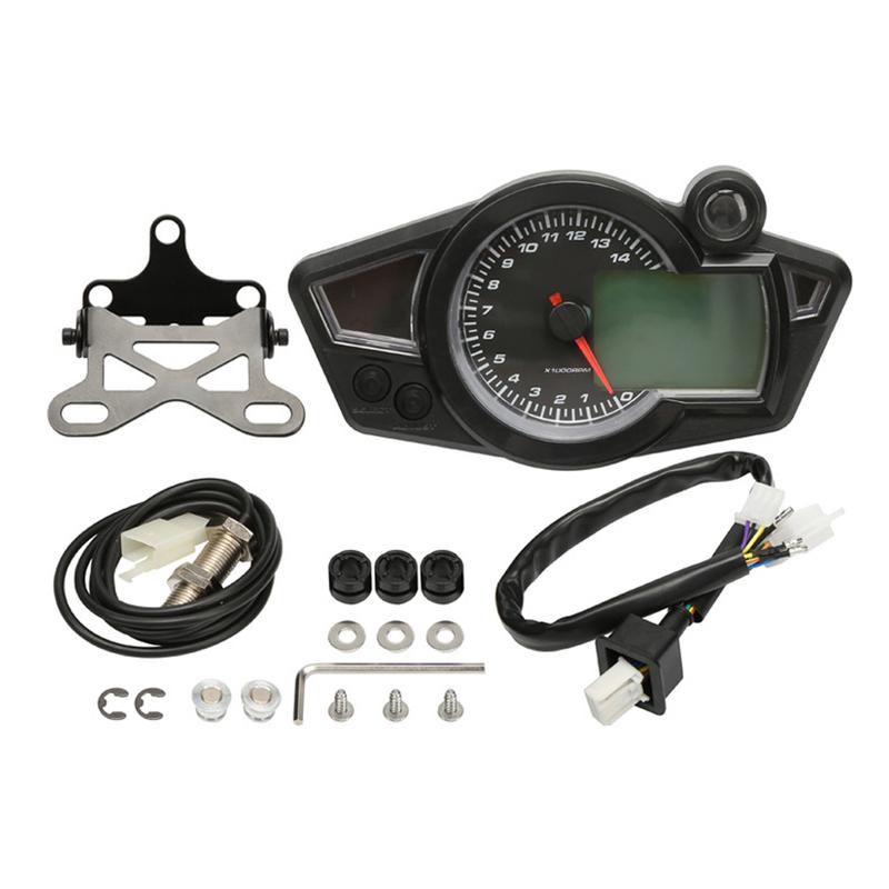 Universal LCD Digital Motorcycle Odometer Speedometer Tachometer Meter Motorbike Moto Dashboard 12V 0-14000 RPM