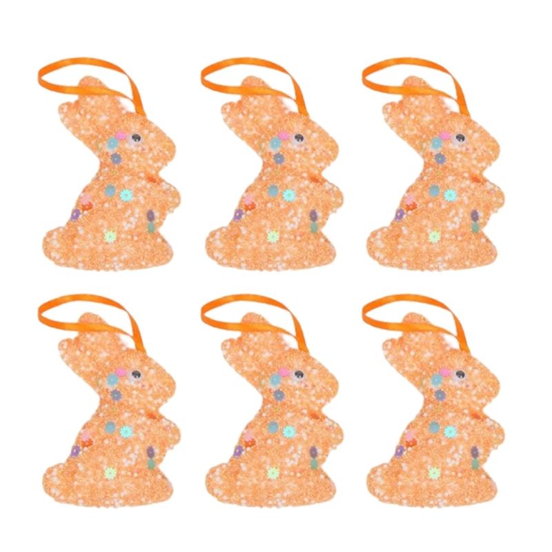 6er-Pack Oster-Themen-Schaumstoff-Hasen zum Aufhängen Funkelnde Pailletten Hasen-Ornament Festival Feiertagsdekoration für Zuhause