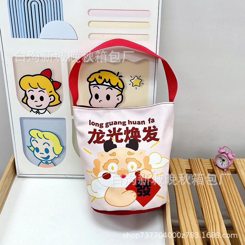 

Новая мультяшная холщовая сумка-ведро с принтом, ручная сумка для переноски, маленькая сумочка, для бенто, для выхода, маленькая сумка