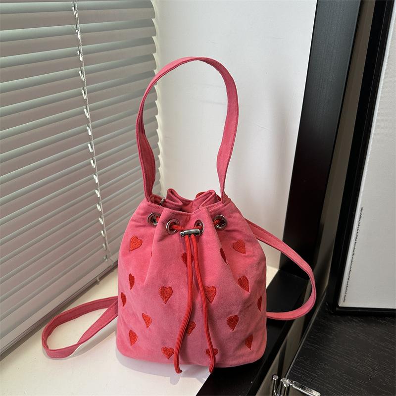 Fashion Versatile Drawstring Bucket Bag Denim Bag Women's Crossbody Bag Casual Small Bag Simple Handbag Shoulder Bag