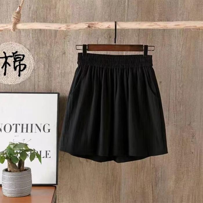 

Хлопковые и льняные шорты для женщин на лето, свободного кроя, с высокой посадкой, прямые, тонкие, повседневные брюки, стройнящие и широкие брюки 2XL чёрный