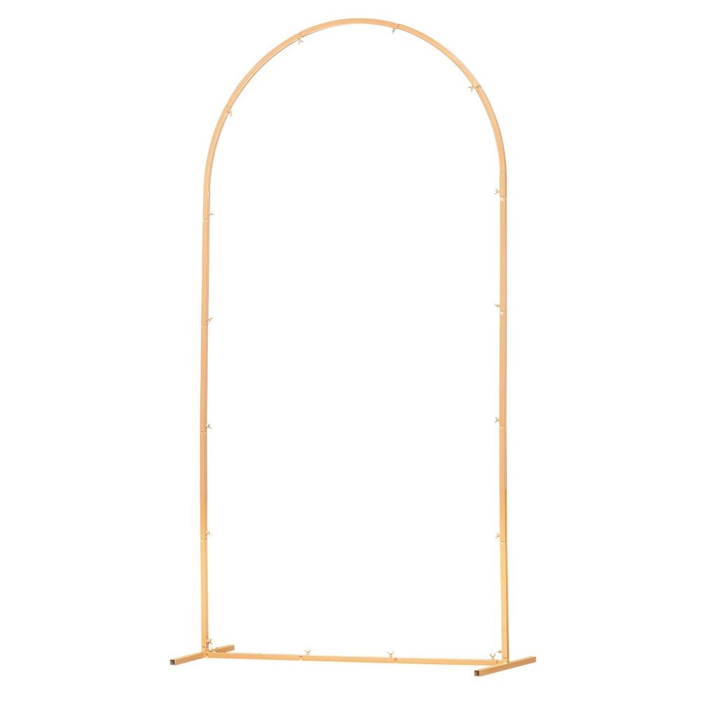 VEVOR Arch Backdrop Stand, 2.2 X 1.2 M, Stable Structure, Easy Assembly, 1 Piece Gold Metal Arch Backdrop Stand for Wedding, Birthday Party