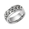 Men's Titanium Steel Rotatable Chain Ring with Embossed Pattern and Built-in Bottle Opener