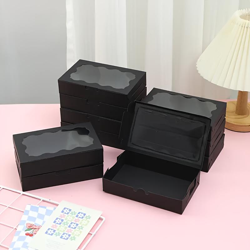 20 stuks Taartverpakkingen Vierkante Doos Met Deksel Wit Zwart Broodtrommel Met Raam Voor Taarten Donuts Muffins Chocolade Bruiloften Feesten