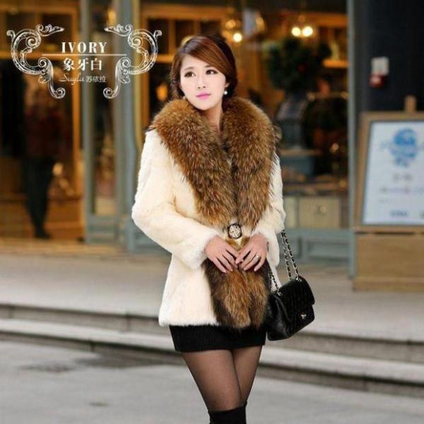 Windbreaker Faux Mink Fur Jacket Woman Winter Ladies Imitation Fox Wool Collar Coat Korean Fashion Warm Slim Winter Coats