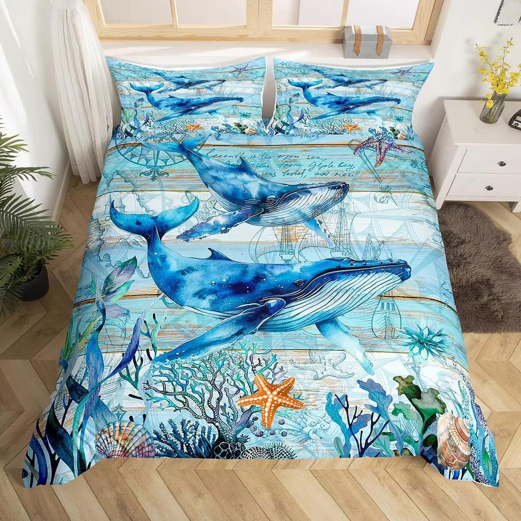 Kiler Whale Soft Duvet Cover Set Underwater World Animals Single Double Beding Children Kids Tens Adult Peoples Rom Ocean Whale Warm Comforter Cover
